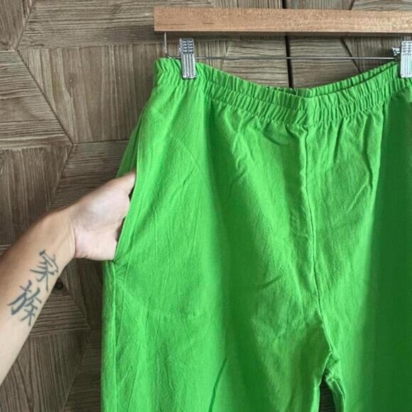 NWT B'Gauze Women's Crop Green Pants Sz 1 Cinched Hem Elastic Waist - Picture 3 of 4